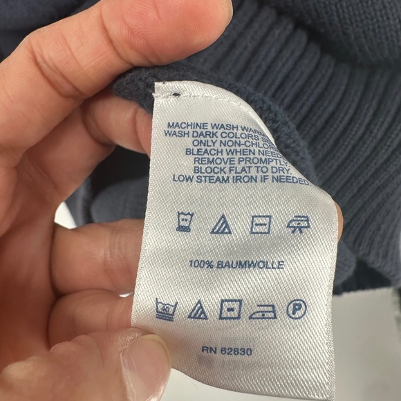 Lands End Drifter Sweater Mens XL Navy Blue Cotton Crewneck Knit Raglan Sleeve - Picture 3 of 9